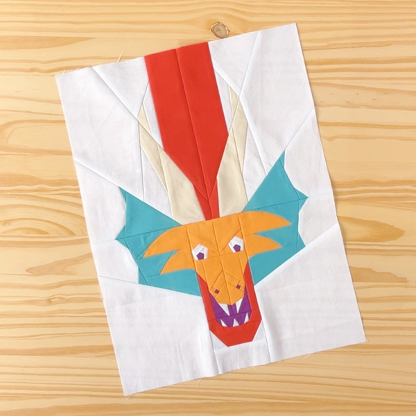 DRAGON III quilt block pattern