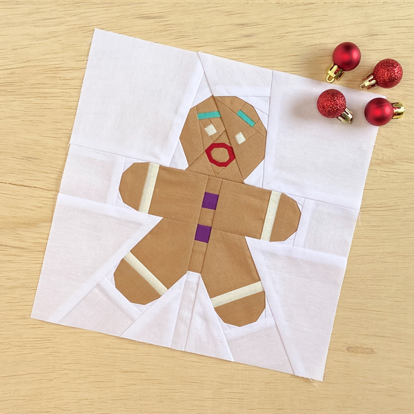 GINGERBREAD MAN quilt block pattern