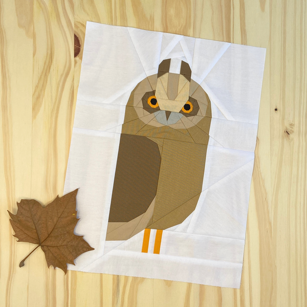 LONG EARED OWL quilt block pattern