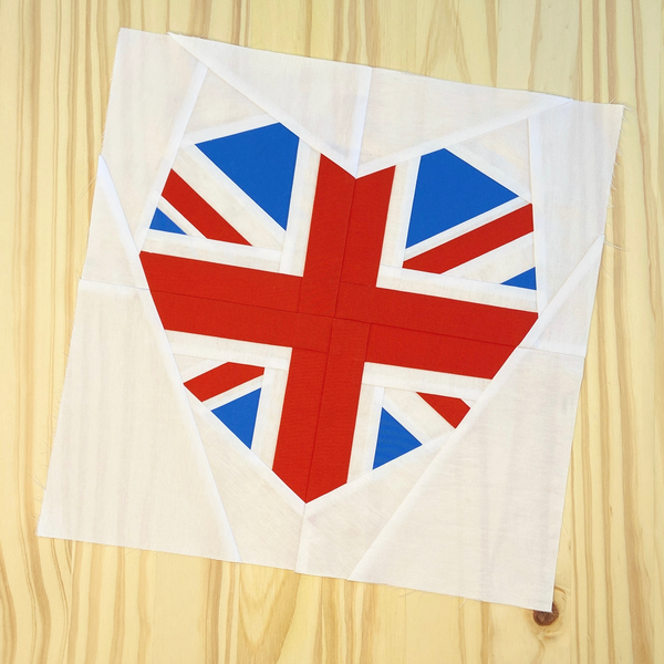 UNION JACK HEART quilt block pattern